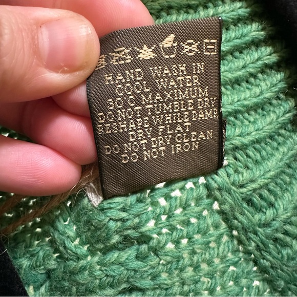 Aran Sweater Market Fisherman Merino Wool Cable Knit Zip Cardigan Green M NWT - Picture 5 of 14